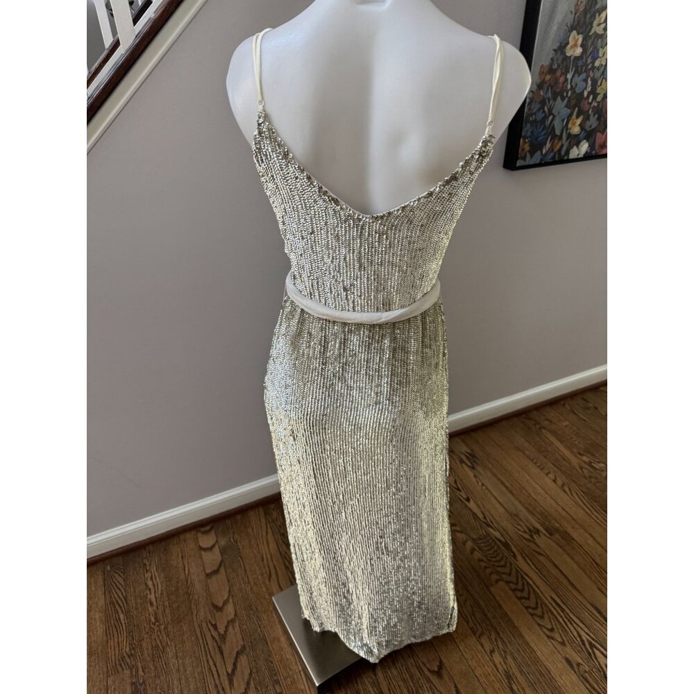 Retrofête Gold Sequin Slip Dress – XS • Metallic Evening Gown • Holiday / NYE - Picture 6 of 10